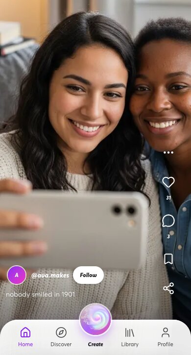 Vybe app — original selfie before AI enhancement